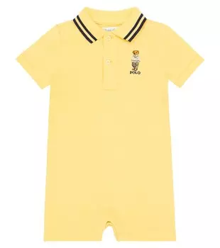 Хлопковый комбинезон с логотипом baby Polo Ralph Lauren Kids, желтый