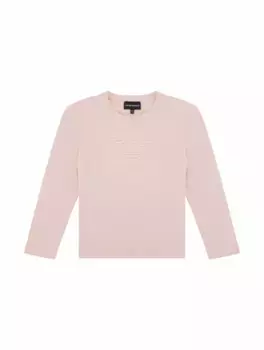 Хлопковый лонгслив с логотипом EMPORIO ARMANI, розовый