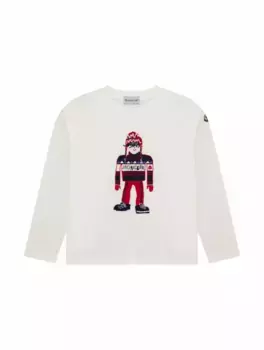 Хлопковый лонгслив с логотипом Moncler, белый