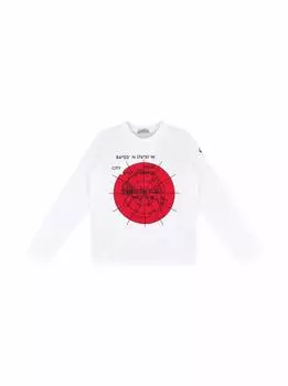 Хлопковый лонгслив с принтом Moncler, белый