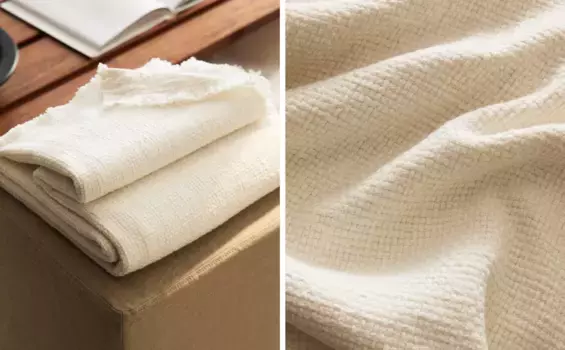 Хлопковый плед Zara Home, белый