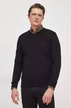 Хлопковый свитер Boss, черный