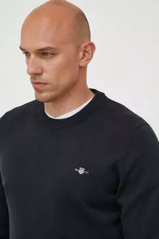 Хлопковый свитер Gant, черный