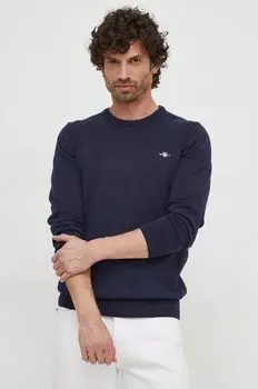 Хлопковый свитер Gant, темно-синий