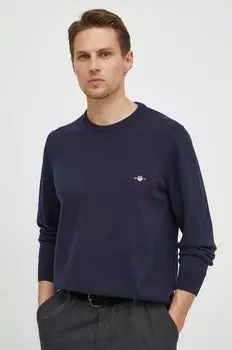 Хлопковый свитер Gant, темно-синий