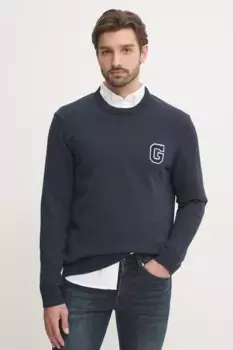 Хлопковый свитер Gant, темно-синий