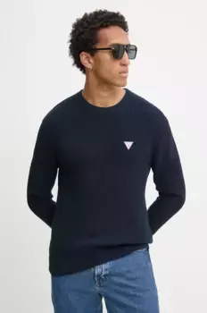 Хлопковый свитер Guess Jeans, темно-синий