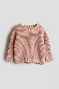 Хлопковый свитер из лакированной вязки H&M, оранжевый
