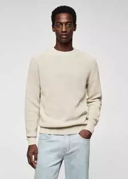 Хлопковый свитер MANGO, бежевый