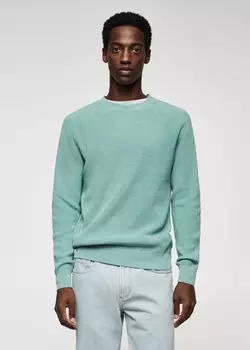 Хлопковый свитер MANGO, бирюзовый