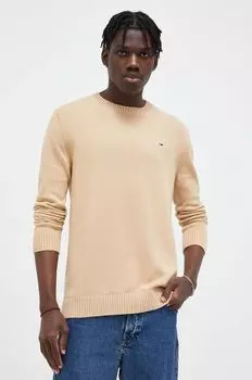 Хлопковый свитер Tommy Jeans, бежевый