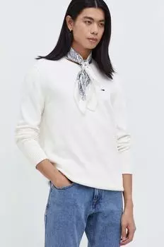 Хлопковый свитер Tommy Jeans, бежевый