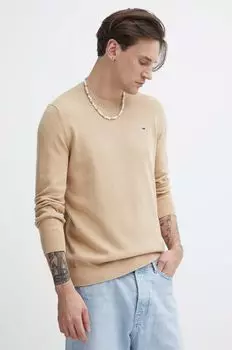 Хлопковый свитер Tommy Jeans, бежевый