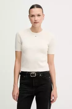 Хлопковый свитер Tommy Jeans, бежевый