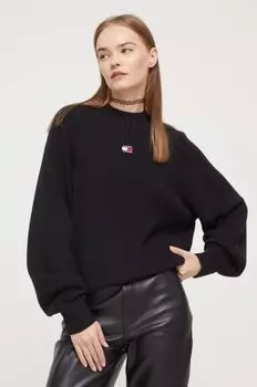 Хлопковый свитер Tommy Jeans, черный