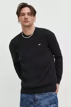 Хлопковый свитер Tommy Jeans, черный