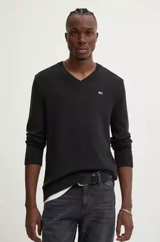 Хлопковый свитер Tommy Jeans, черный