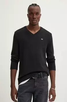 Хлопковый свитер Tommy Jeans, черный