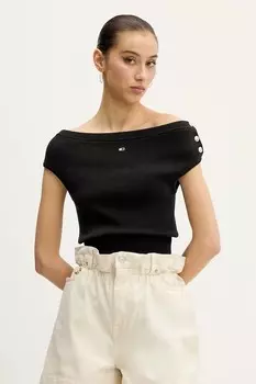 Хлопковый свитер Tommy Jeans, черный