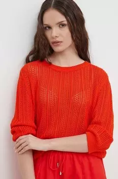 Хлопковый свитер United Colors of Benetton, оранжевый