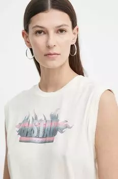 Хлопковый топ G-Star Raw, бежевый