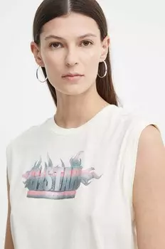 Хлопковый топ G-Star Raw, бежевый