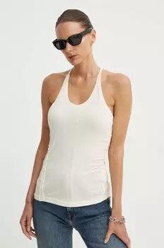 Хлопковый топ G-Star Raw, бежевый