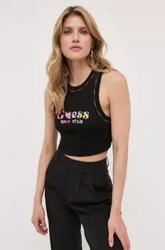 Хлопковый топ Guess, черный