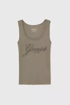 Хлопковый топ Guess, зеленый