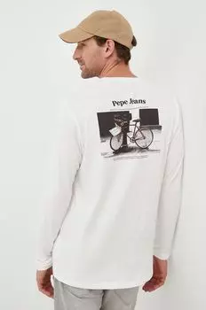 Хлопковый топ Kenzie с длинными рукавами Pepe Jeans, бежевый