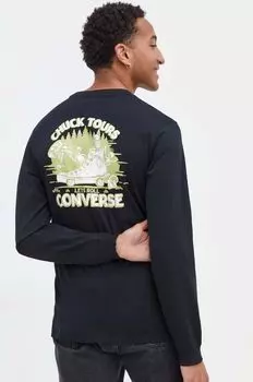 Хлопковый топ с длинными рукавами Converse, черный