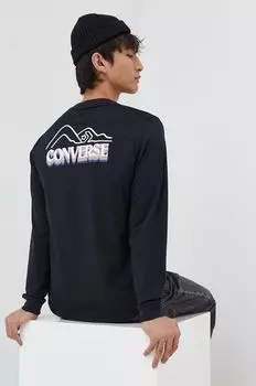 Хлопковый топ с длинными рукавами Converse, черный