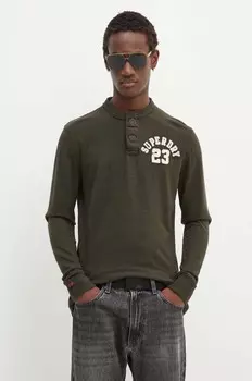 Хлопковый топ с длинными рукавами Superdry, зеленый