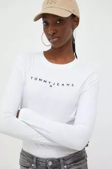 Хлопковый топ с длинными рукавами Tommy Jeans, белый