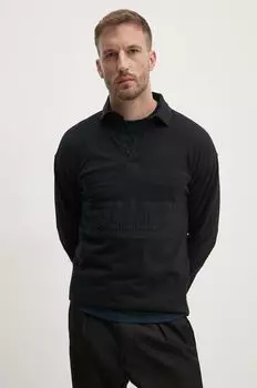 Хлопковый топ с длинными рукавами United Colors of Benetton, черный