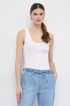 Хлопковый топ с логотипом Guess, белый