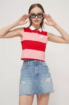 Хлопковый топ Tommy Jeans, красный