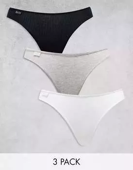 Хлопок:Трусы из хлопка в рубчик, 3 шт. Cotton:On