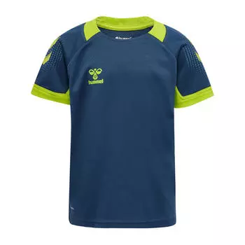 Hmllead S/S Poly Jersey Kids Джерси S/S унисекс для детей HUMMEL, темно-синий/синий/зеленый