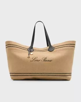 Холщовая большая сумка Tasman XL Loro Piana, цвет Ecru Black