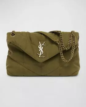 Холщовая сумка через плечо Lou Toy YSL Saint Laurent, цвет Fir Green