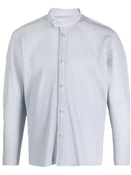 Homme Pliss Issey Miyake рубашка в рубчик с длинными рукавами, серый