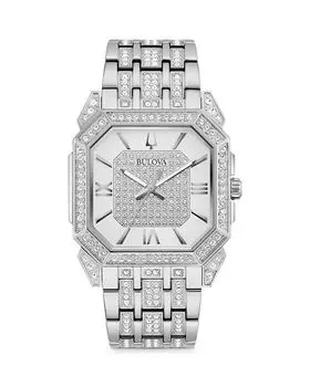 Хрустальные часы, 40 мм Bulova, цвет Silver