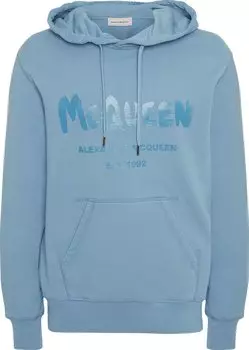 Худи Alexander McQueen Graffiti Hoodie 'Sky Blue', синий