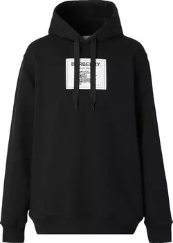 Худи Burberry Logo Patch Drawstring Hoodie 'Black', черный