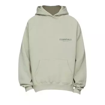 Худи Fear of God Essentials x SSENSE Kids Pullover Hoodie 'Concrete', зеленый