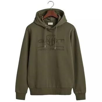 Худи Gant Tonal Regular Fit, зеленый