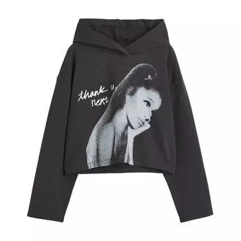 Худи H&amp;M Ariana Grande Oversized Printed, темно-серый