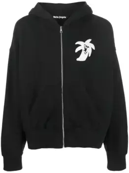 Худи на молнии с логотипом PALM ANGELS, черный