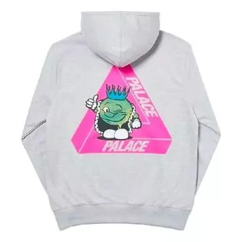 Худи PALACE Cartoon Printing hooded Logo Pullover Unisex Gray, серый